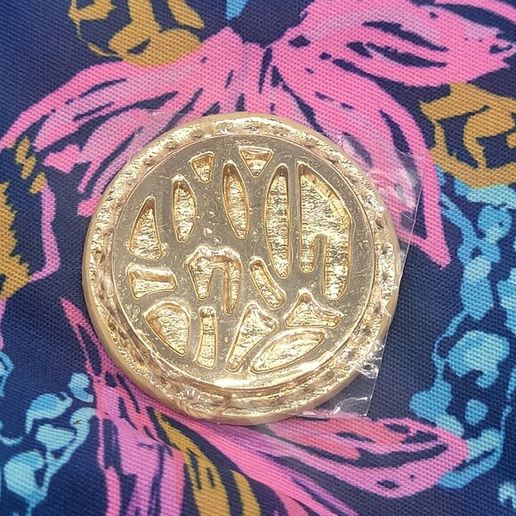 Lilly Pulitzer Aegean Navy Calypso Coast Bamboo Handle Hobo Handbag - Picture 13 of 14